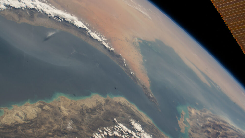 Photograph of the Strait of Hormuz taken from the International Space Station.